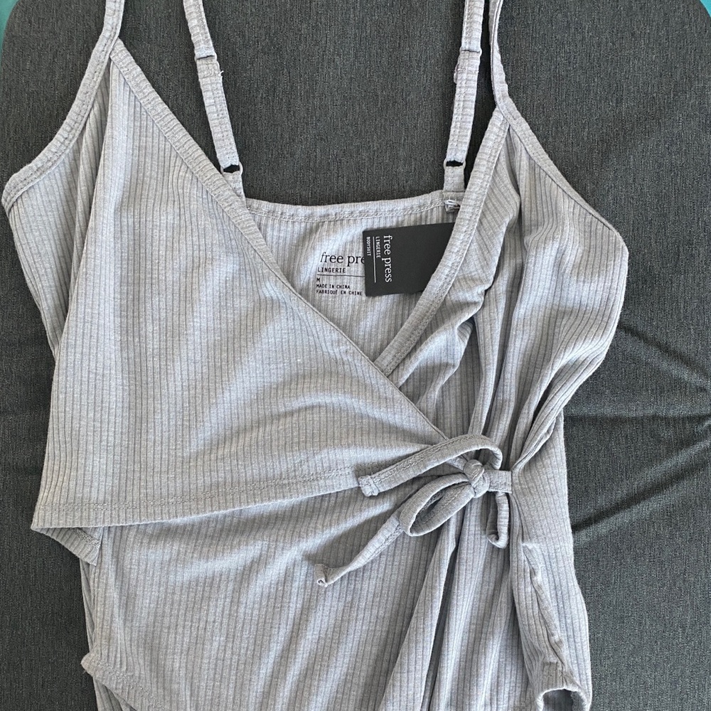Grey Front Tie Body Suit